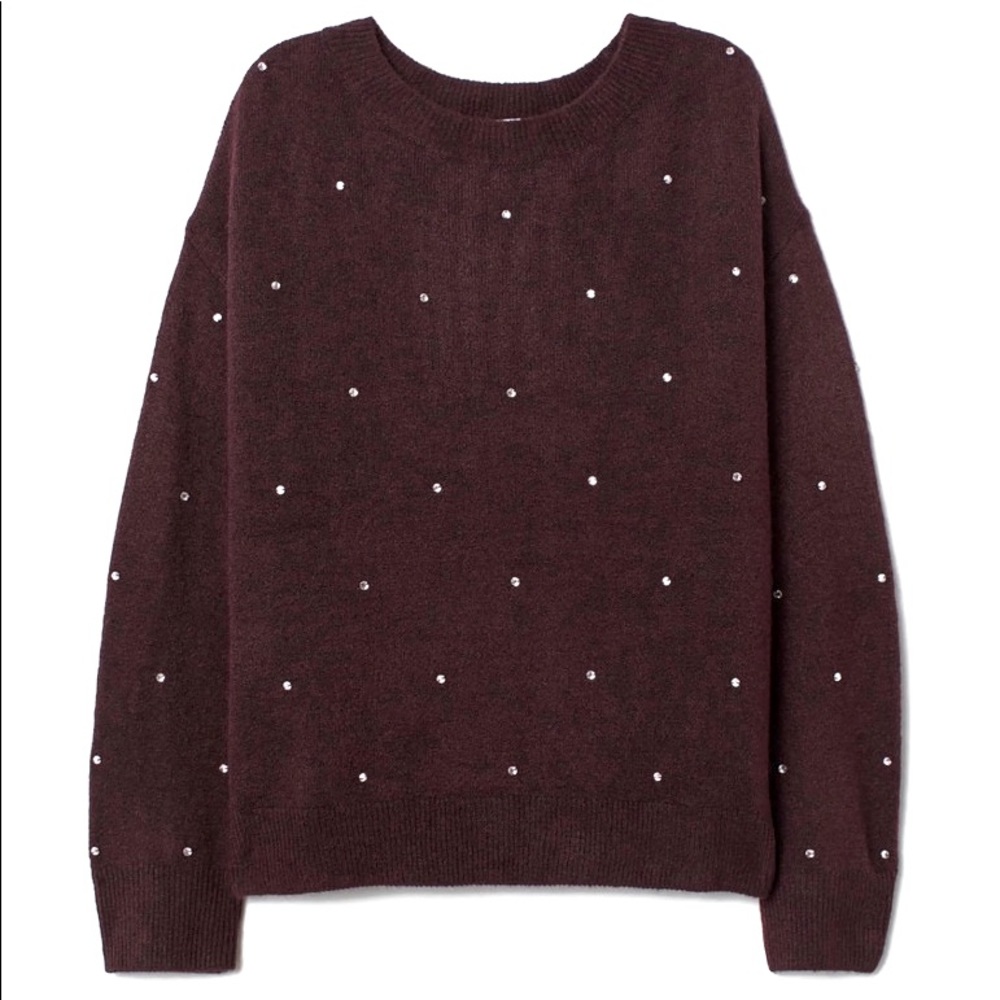Plum Knit Sweater Crystals H&M M - 2/$15